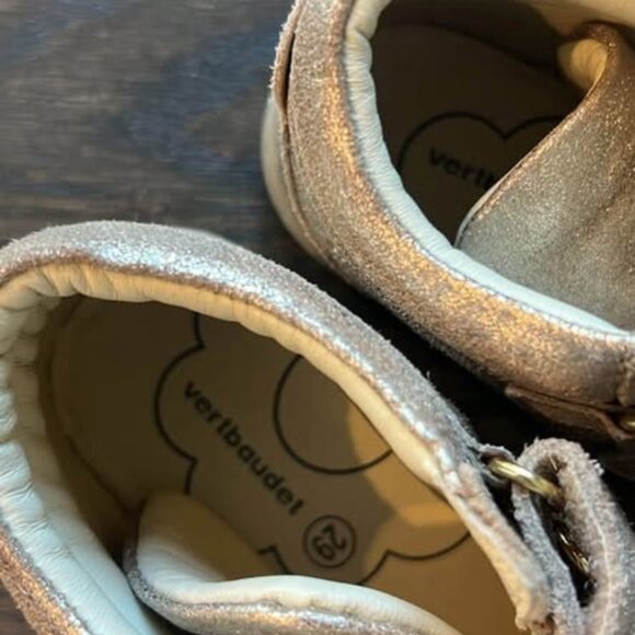 Golden hight top leather sneakers Brand Verbaudet Size 11 - Picture 2 of 3